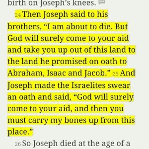 These verses set the groundwork for the Israelites plight in Exodus; the book of Joshua brings it to completion. The Israelites would have to rely on God's promises to make them into a great nation, lead them out of Egypt and bring them into Canaan, the promised land.